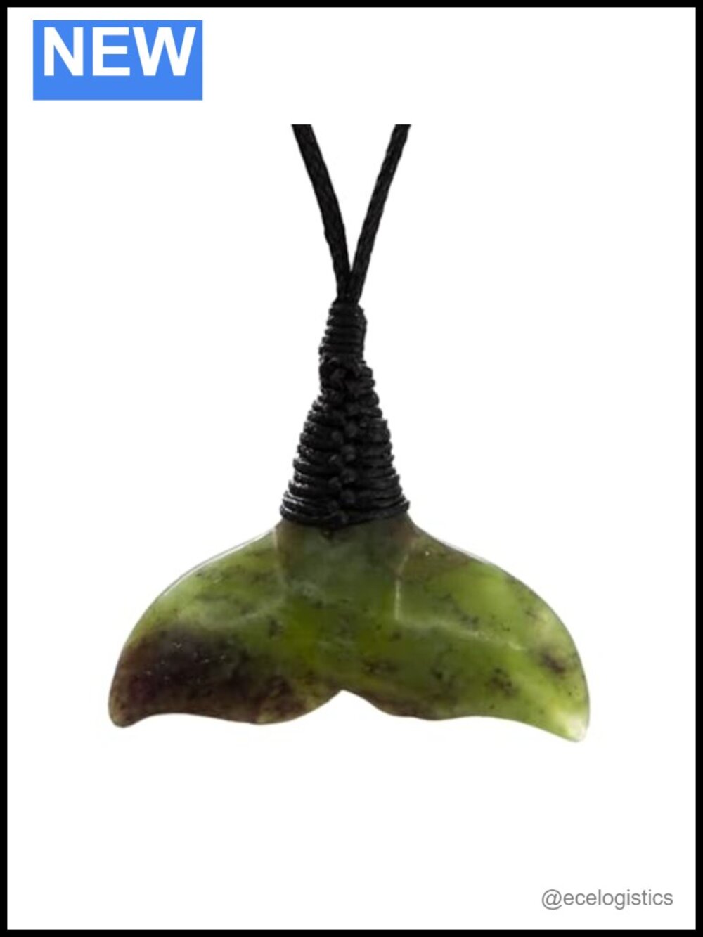New Zealand Jade Necklace Hand Carved Maori Pendant Whale Tail Adjustable